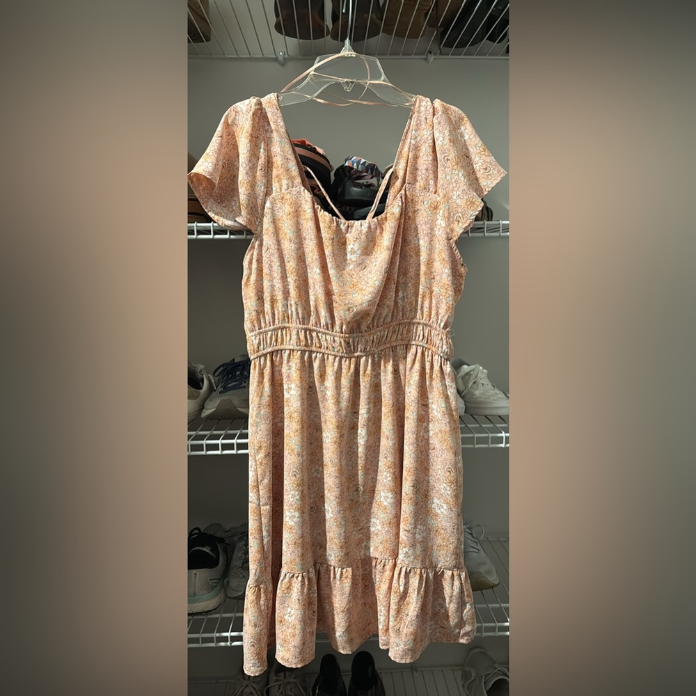 Pink Rose Peach Floral Dress
